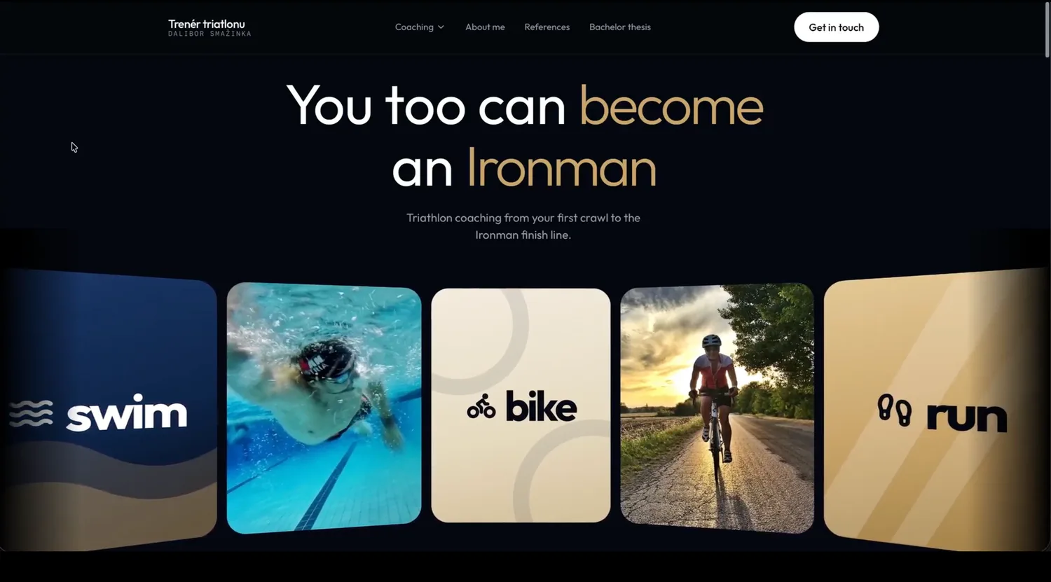 An Ironman triathlon coaching landing page