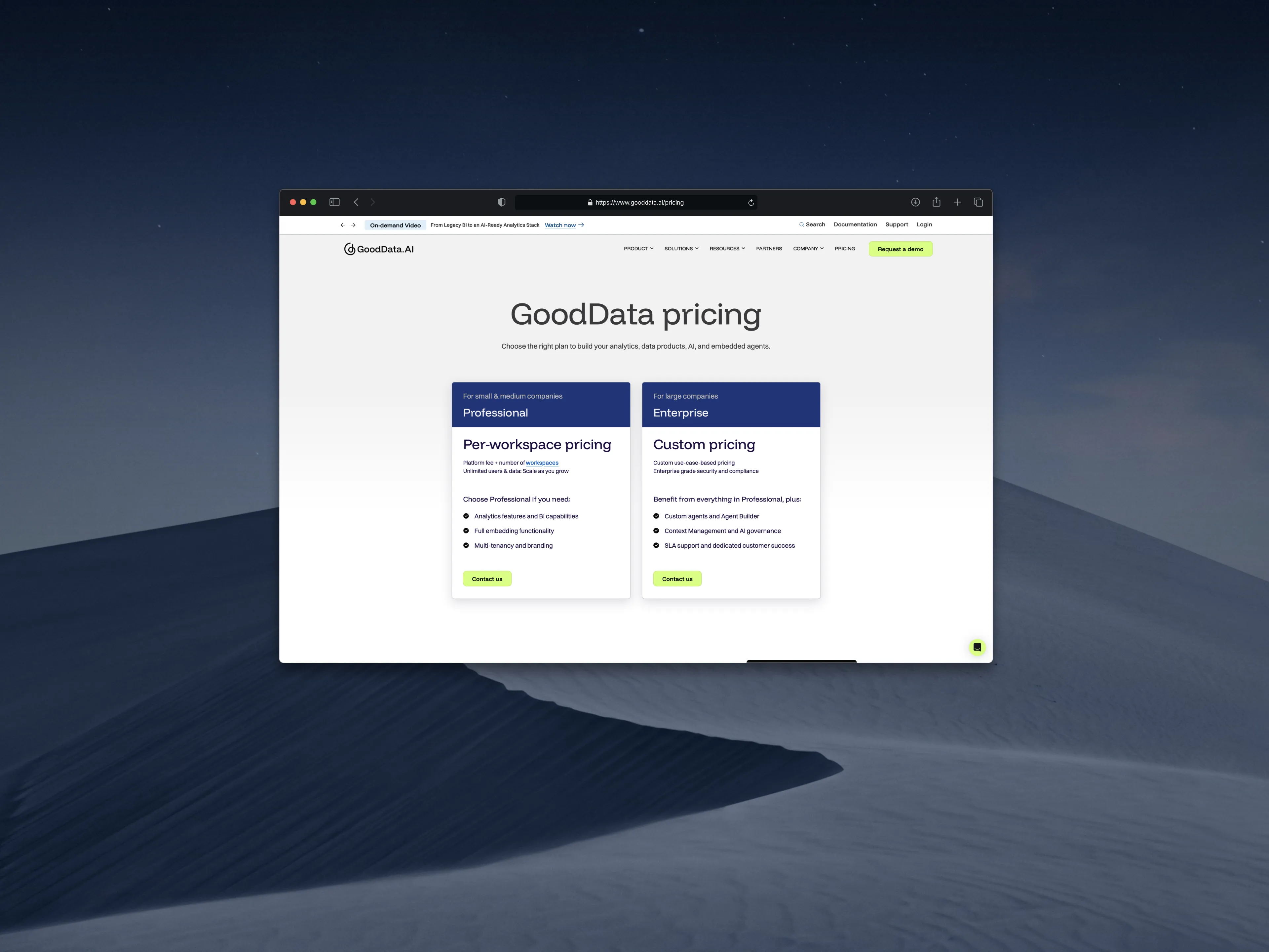 Pricing restructured into three scannable, buyer-facing categories.