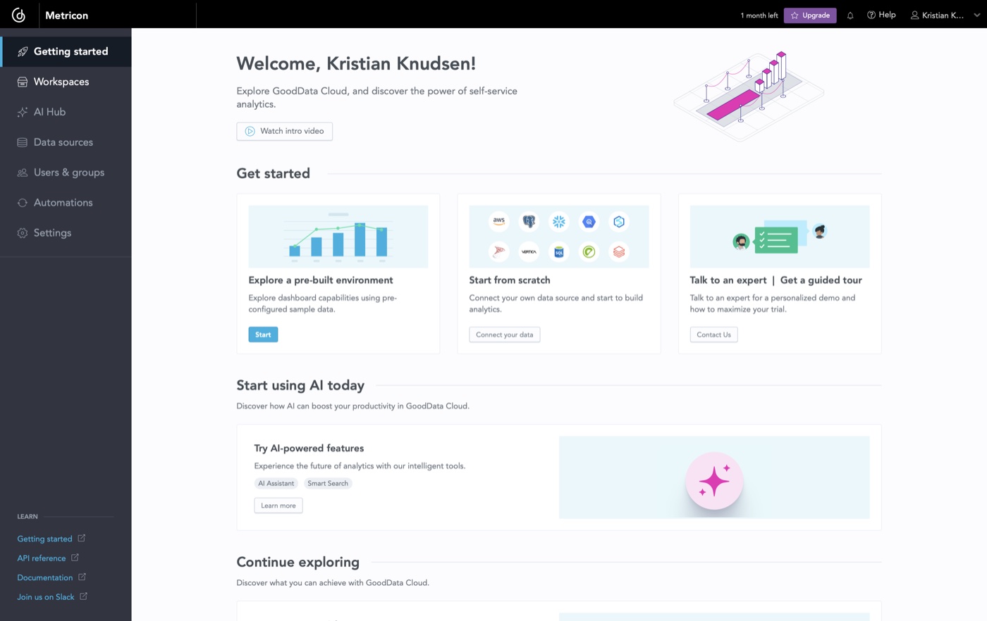 Trial admin-level setup screen