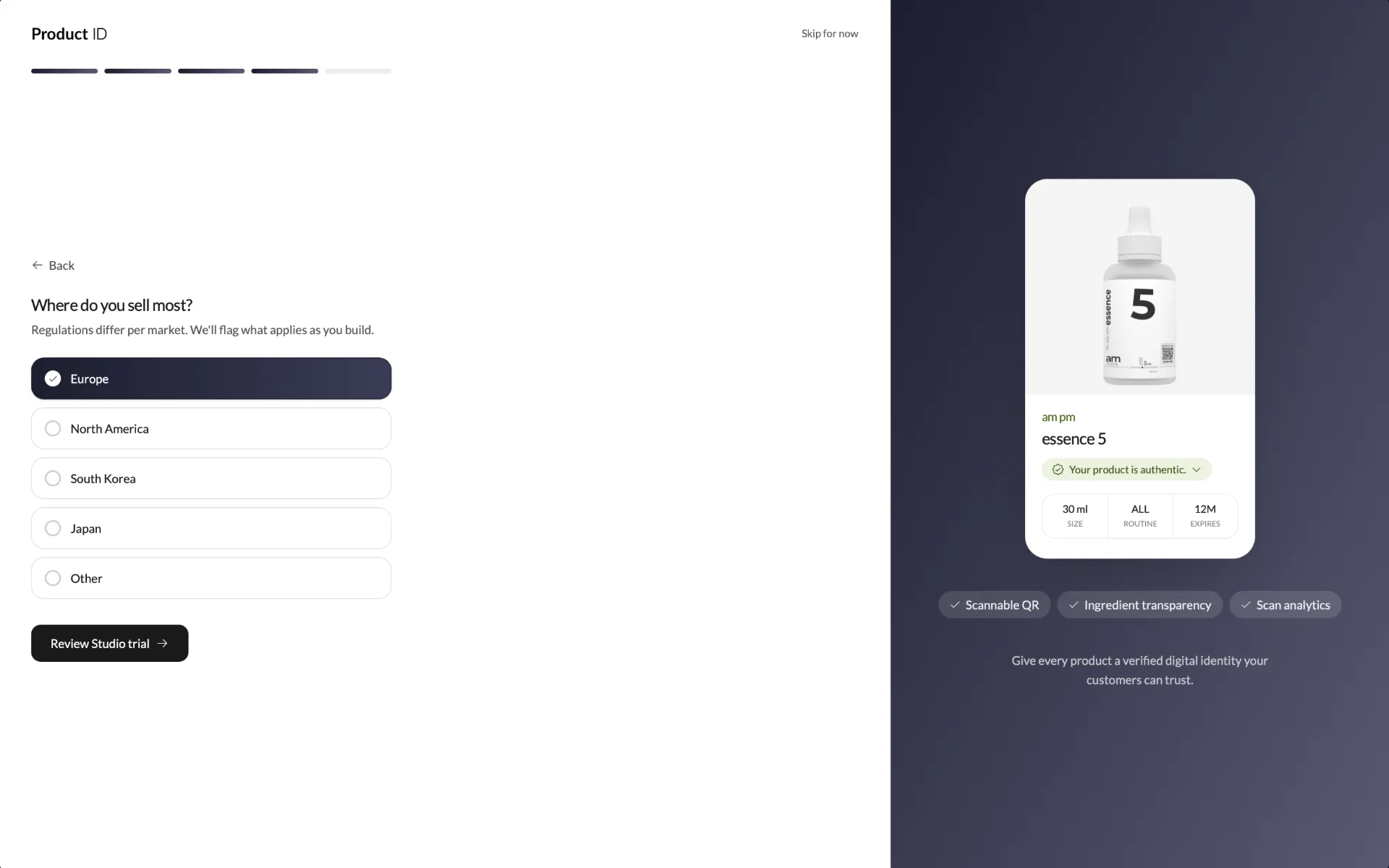 Onboarding category refinement step