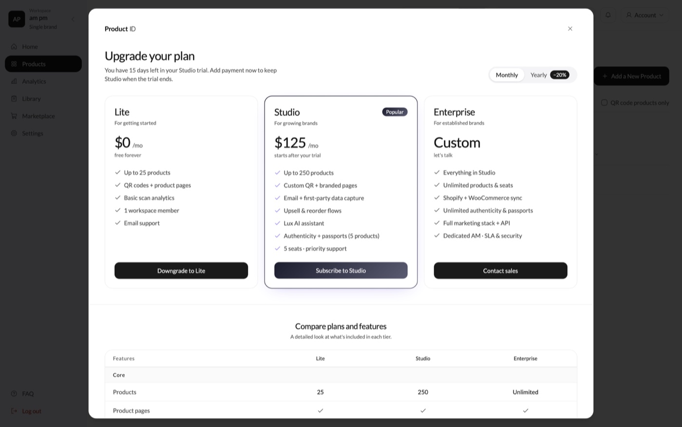 Pricing tiers
