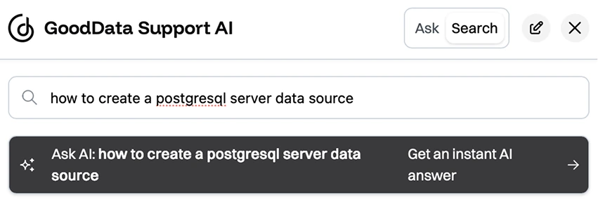 The Ask AI row sitting above the search results, not in place of them